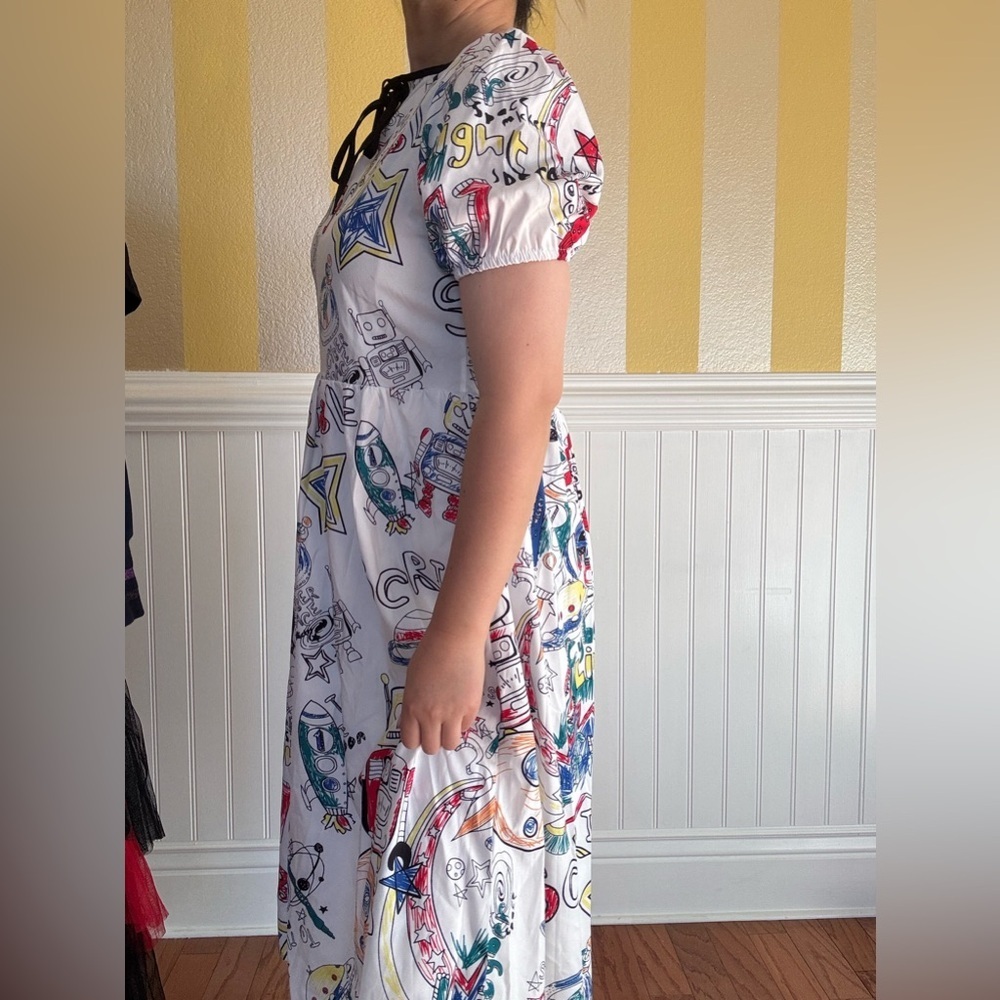 Colorful Robot Print Midi Dress - Picture 8 of 9